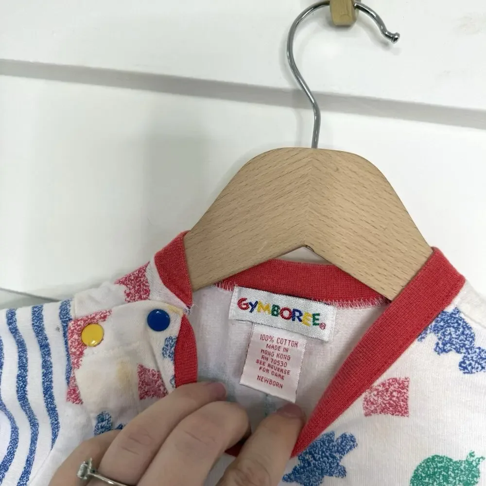 Gymboree Vintage 90's Snap Front Rainbow Animal Shape Short Slv Jumper Newborn